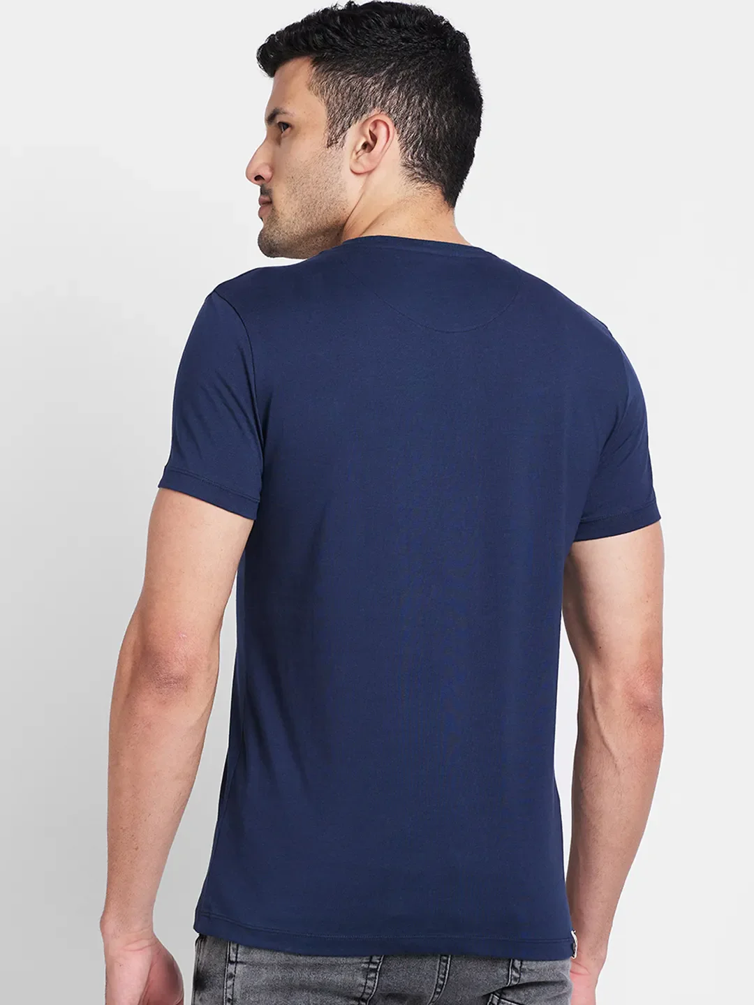 Navy Regular Fit Round Neck Men's T-Shirt by Being Human Clothing - Image 3
