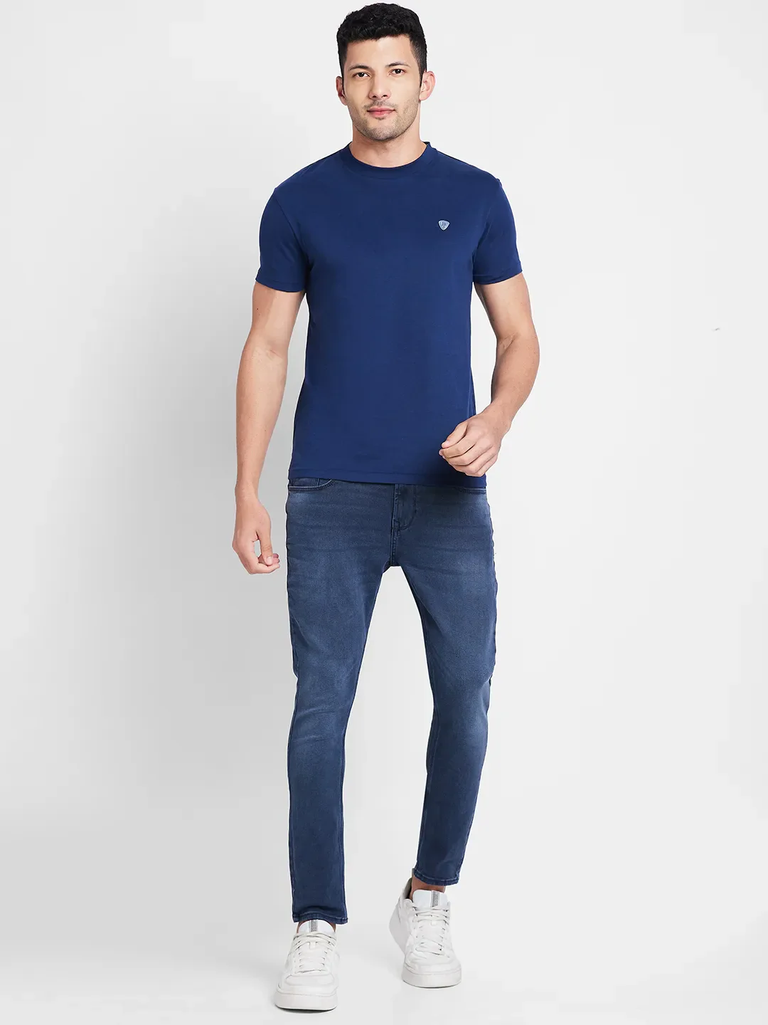 Navy Regular Fit Round Neck Men's T-Shirt by Being Human Clothing - Image 2