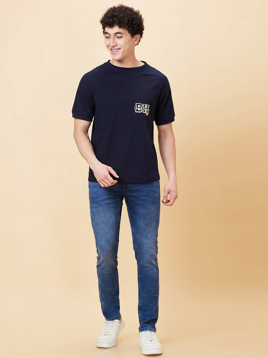 Navy Regular Fit Men's Short Sleeves T-Shirt by Being Human Clothing - Image 2