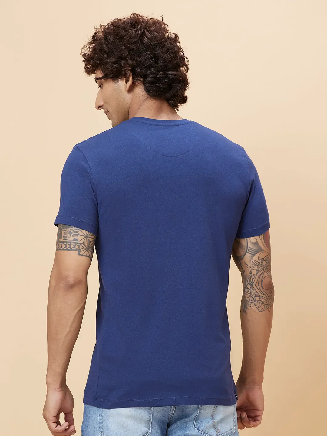 Navy Regular Fit Men's Short Sleeves T-Shirt by Being Human Clothing - Image 3