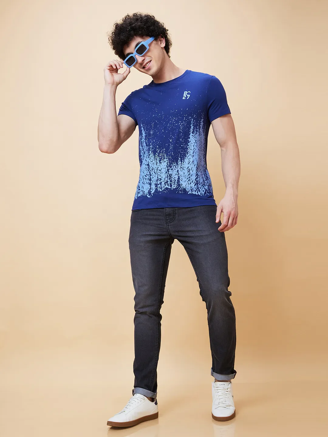 Navy Regular Fit Men's Short Sleeves T-Shirt by Being Human Clothing - Image 6
