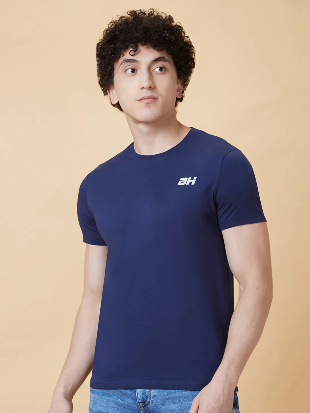 Navy Regular Fit Men's Short Sleeves T-Shirt by Being Human Clothing - Image 4