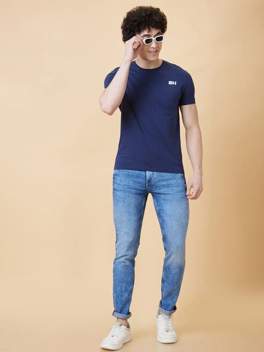 Navy Regular Fit Men's Short Sleeves T-Shirt by Being Human Clothing - Image 6