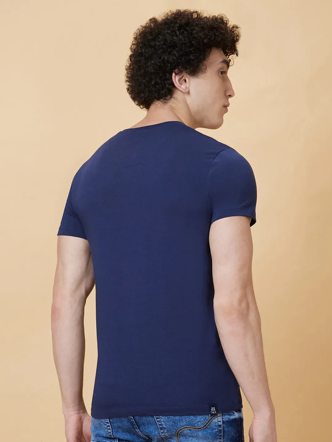 Navy Regular Fit Men's Short Sleeves T-Shirt by Being Human Clothing - Image 2