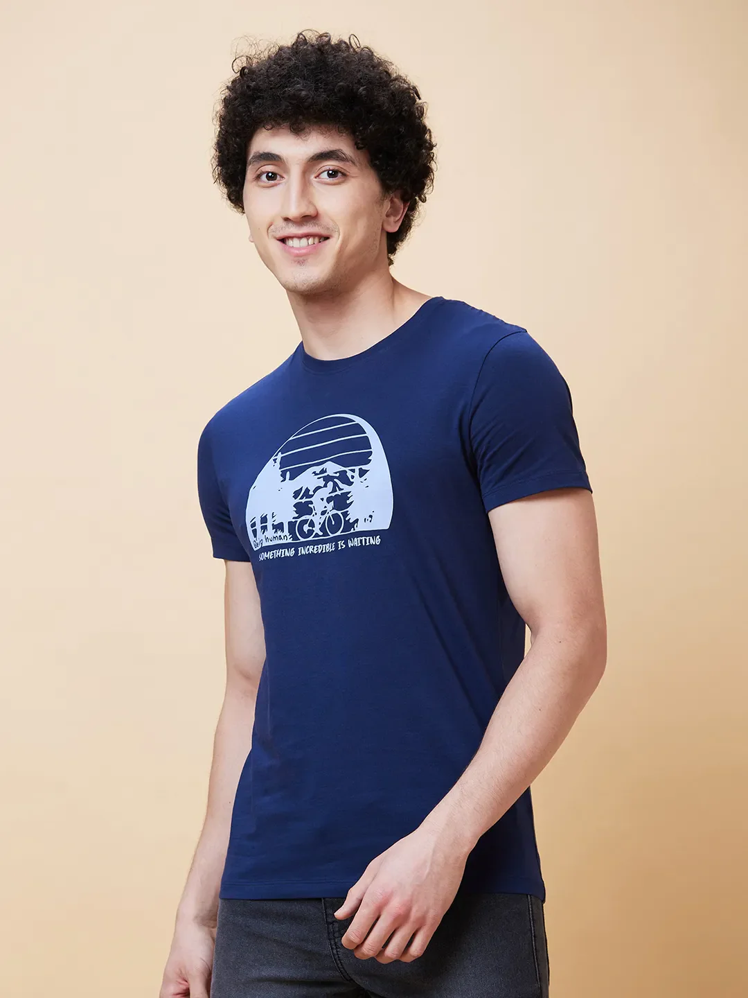 Navy Regular Fit Men's Short Sleeves T-Shirt by Being Human Clothing - Image 3
