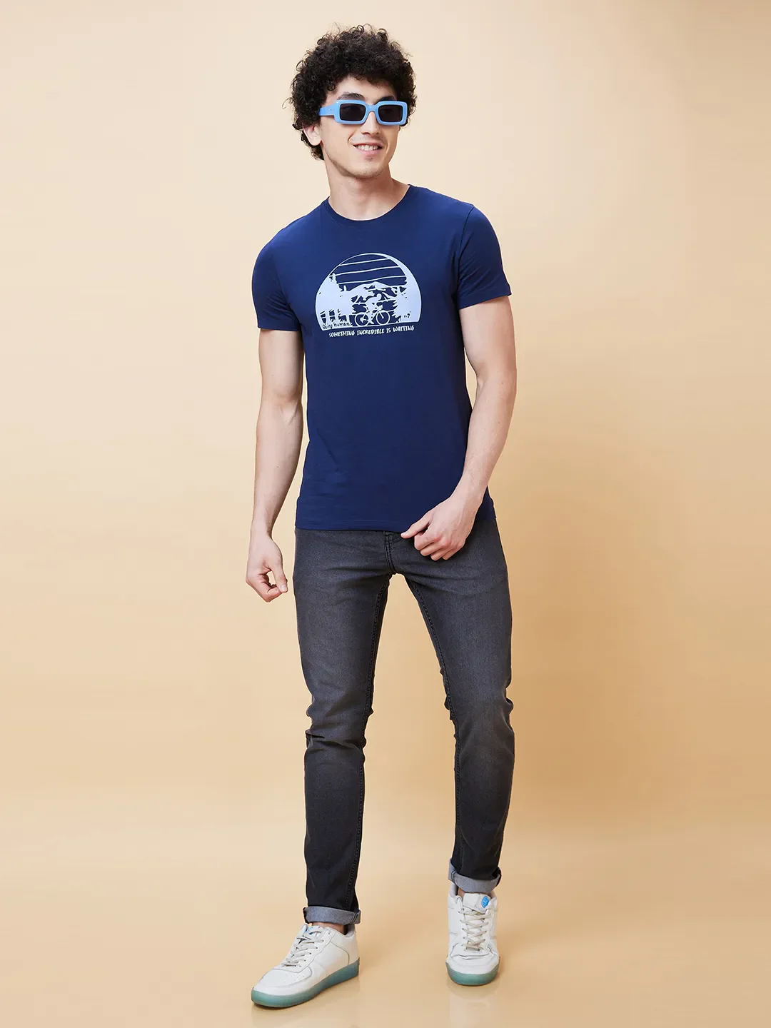 Navy Regular Fit Men's Short Sleeves T-Shirt by Being Human Clothing - Image 5