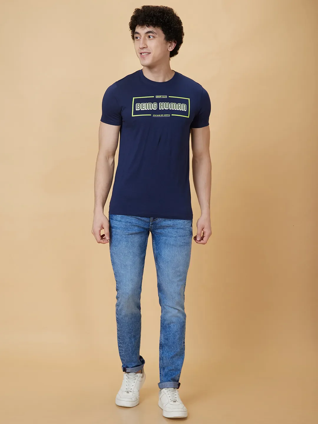 Navy Regular Fit Men's Short Sleeves T-Shirt by Being Human Clothing