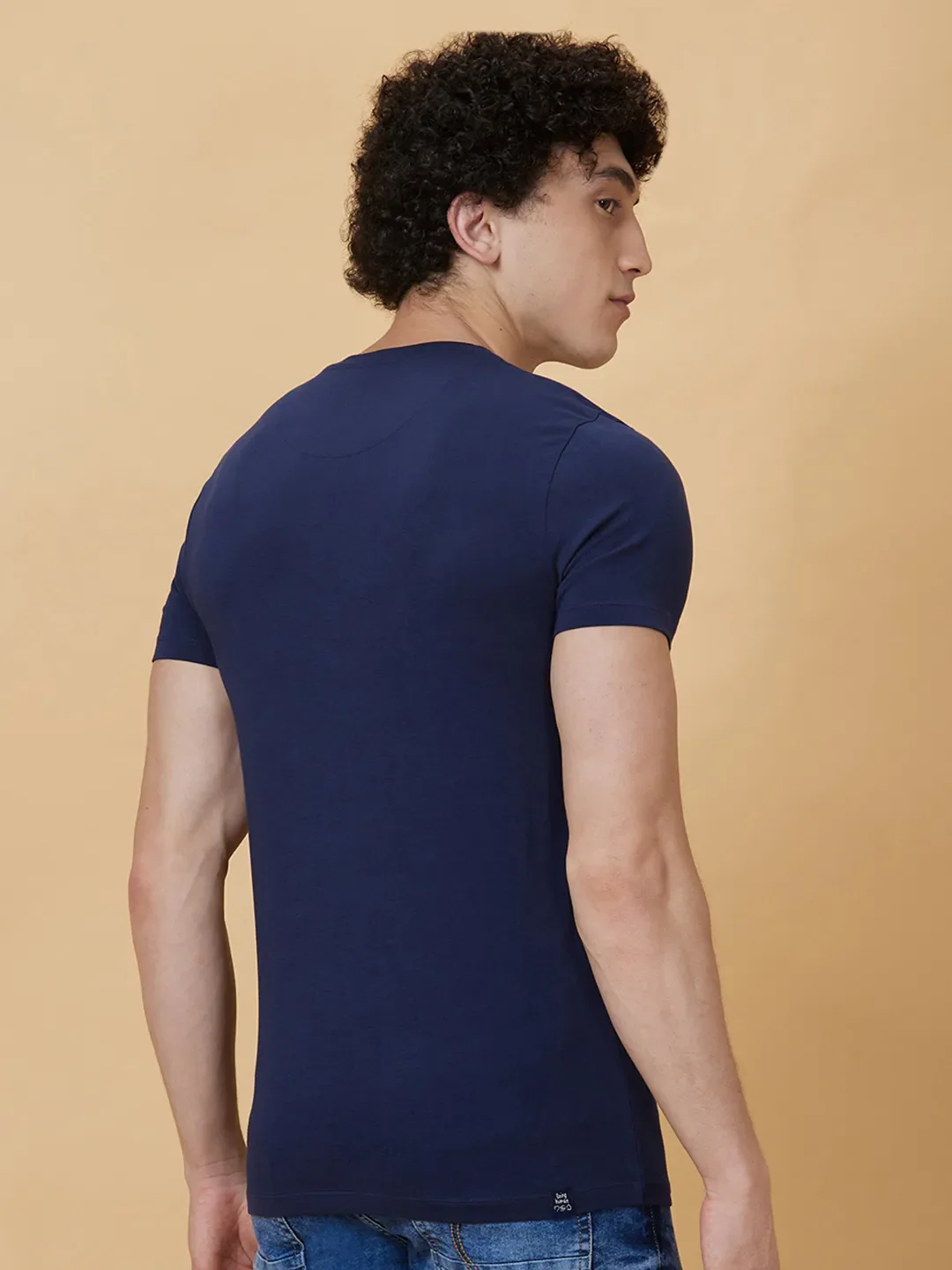 Navy Regular Fit Men's Short Sleeves T-Shirt by Being Human Clothing - Image 2