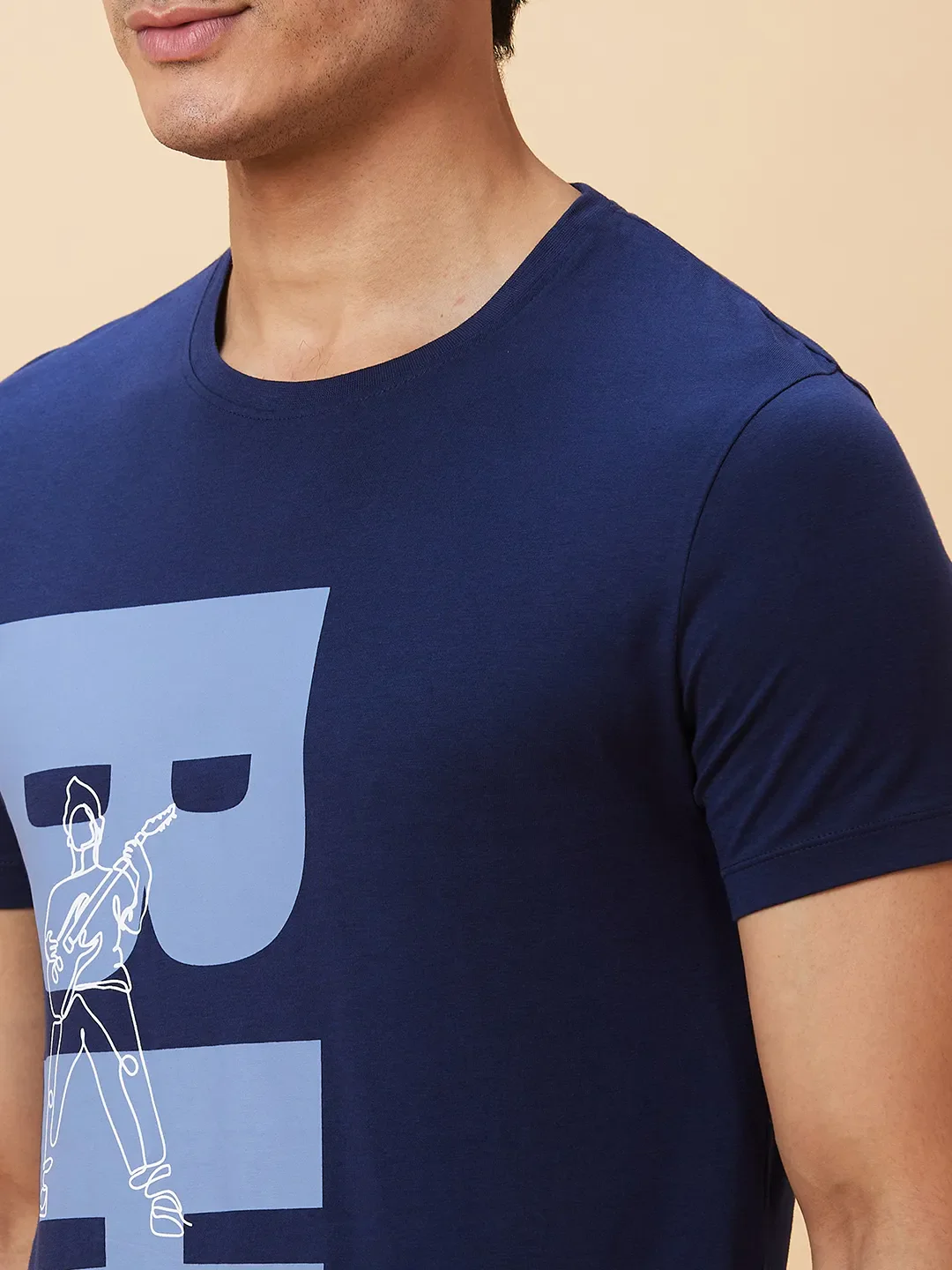 Navy Regular Fit Men's Short Sleeves T-Shirt by Being Human Clothing - Image 4