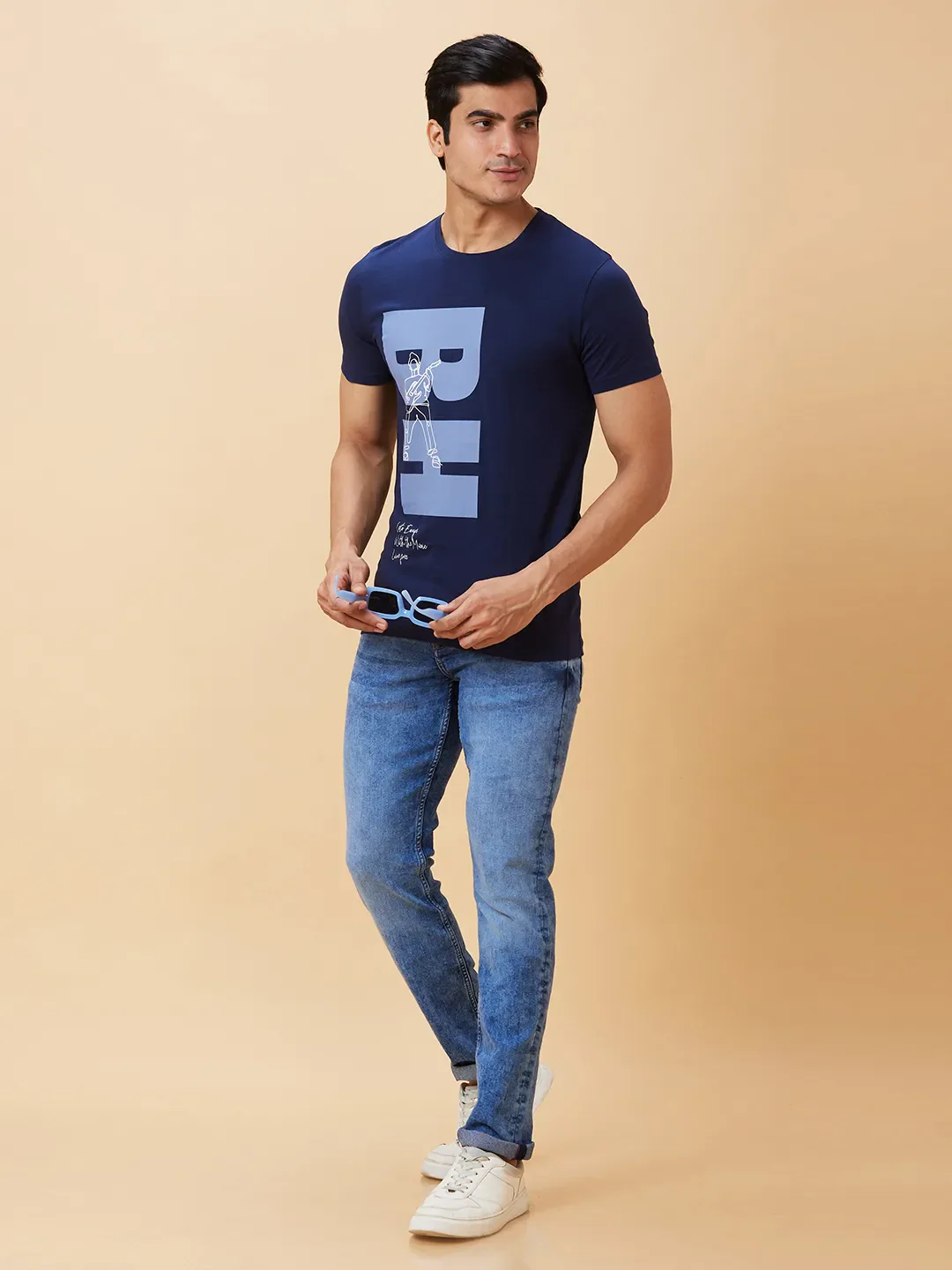 Navy Regular Fit Men's Short Sleeves T-Shirt by Being Human Clothing - Image 5