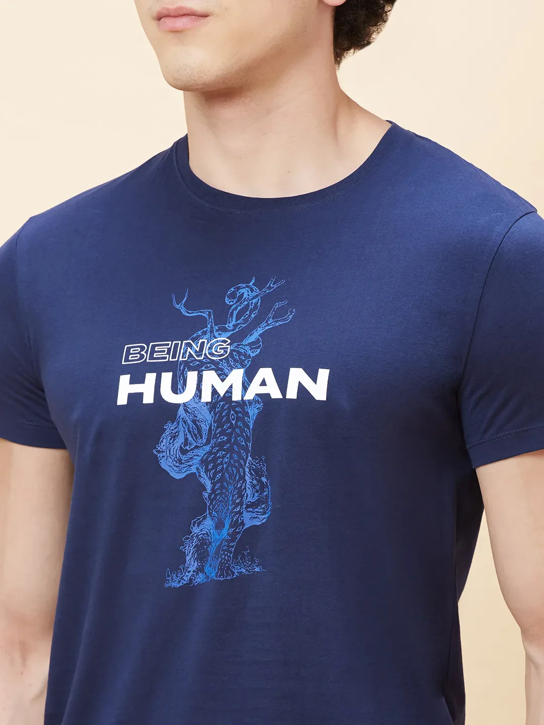 Navy Regular Fit Men's Short Sleeves T-Shirt by Being Human Clothing - Image 5