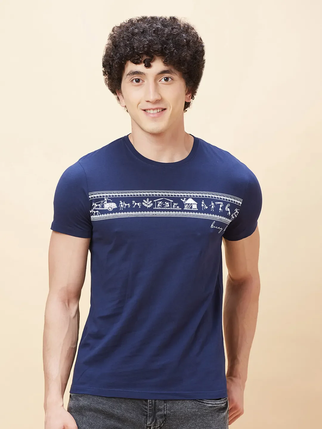 Navy Regular Fit Men's Short Sleeves T-Shirt by Being Human Clothing