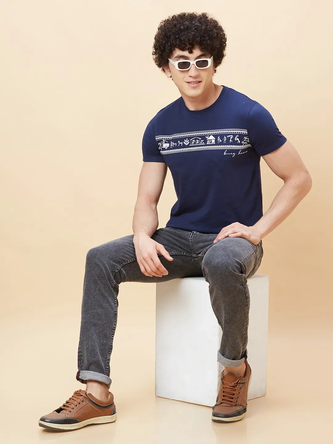 Navy Regular Fit Men's Short Sleeves T-Shirt by Being Human Clothing - Image 6
