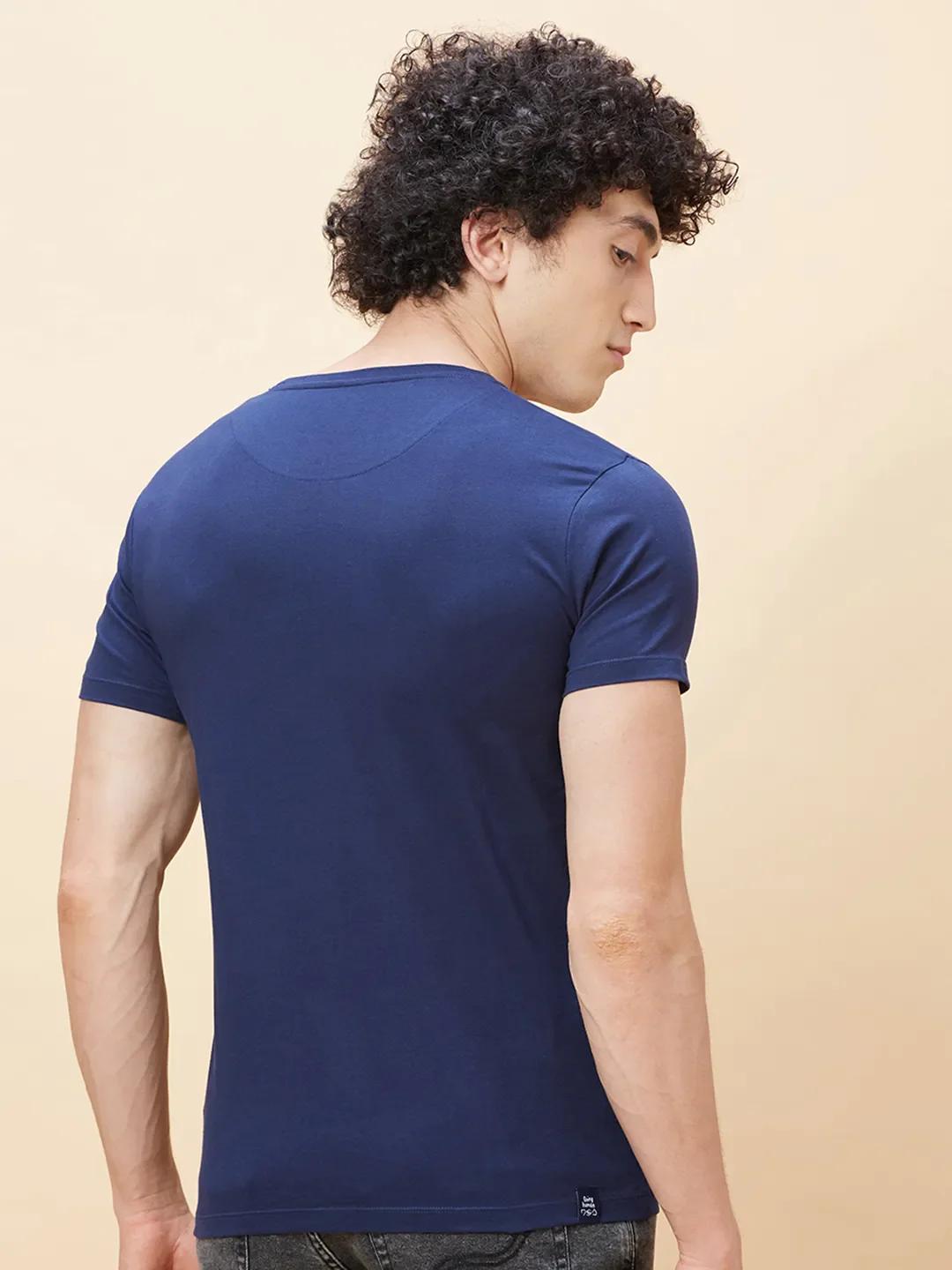 Navy Regular Fit Men's Short Sleeves T-Shirt by Being Human Clothing - Image 3