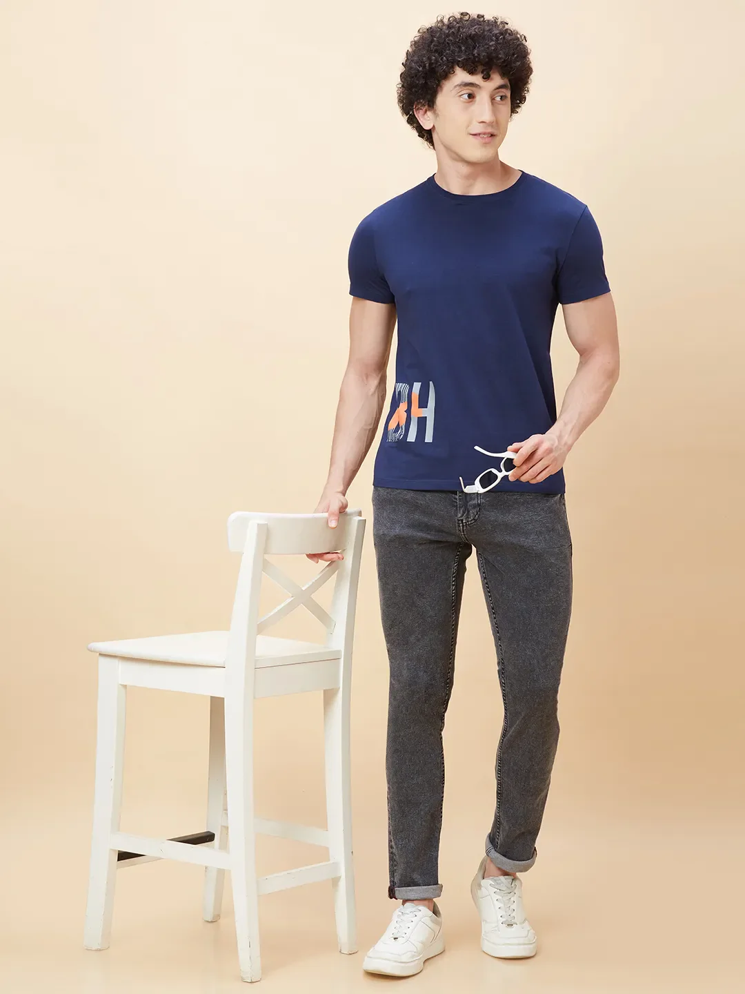 Navy Regular Fit Men's Short Sleeves T-Shirt by Being Human Clothing - Image 6