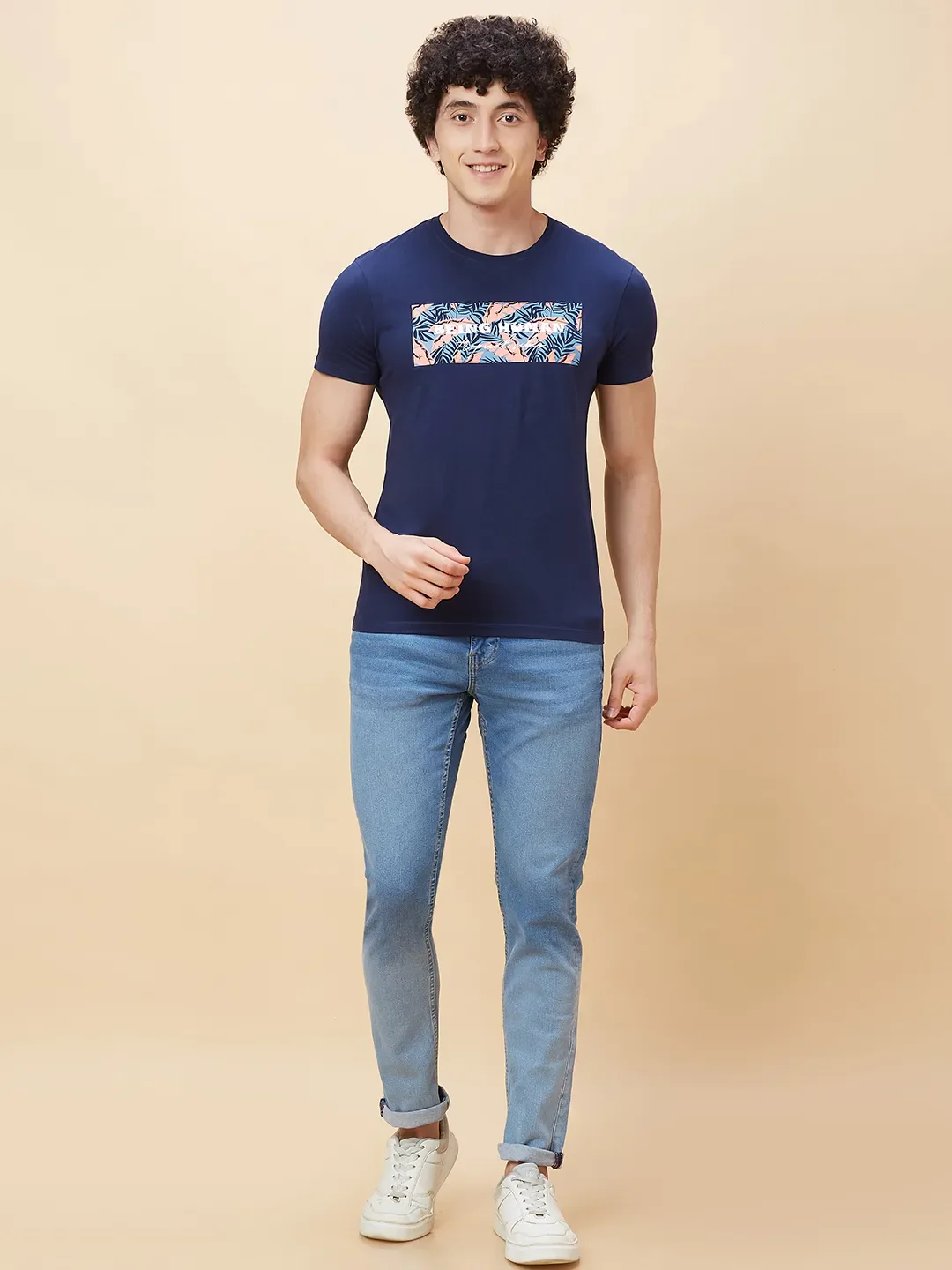 Navy Regular Fit Men's Short Sleeves T-Shirt by Being Human Clothing - Image 2