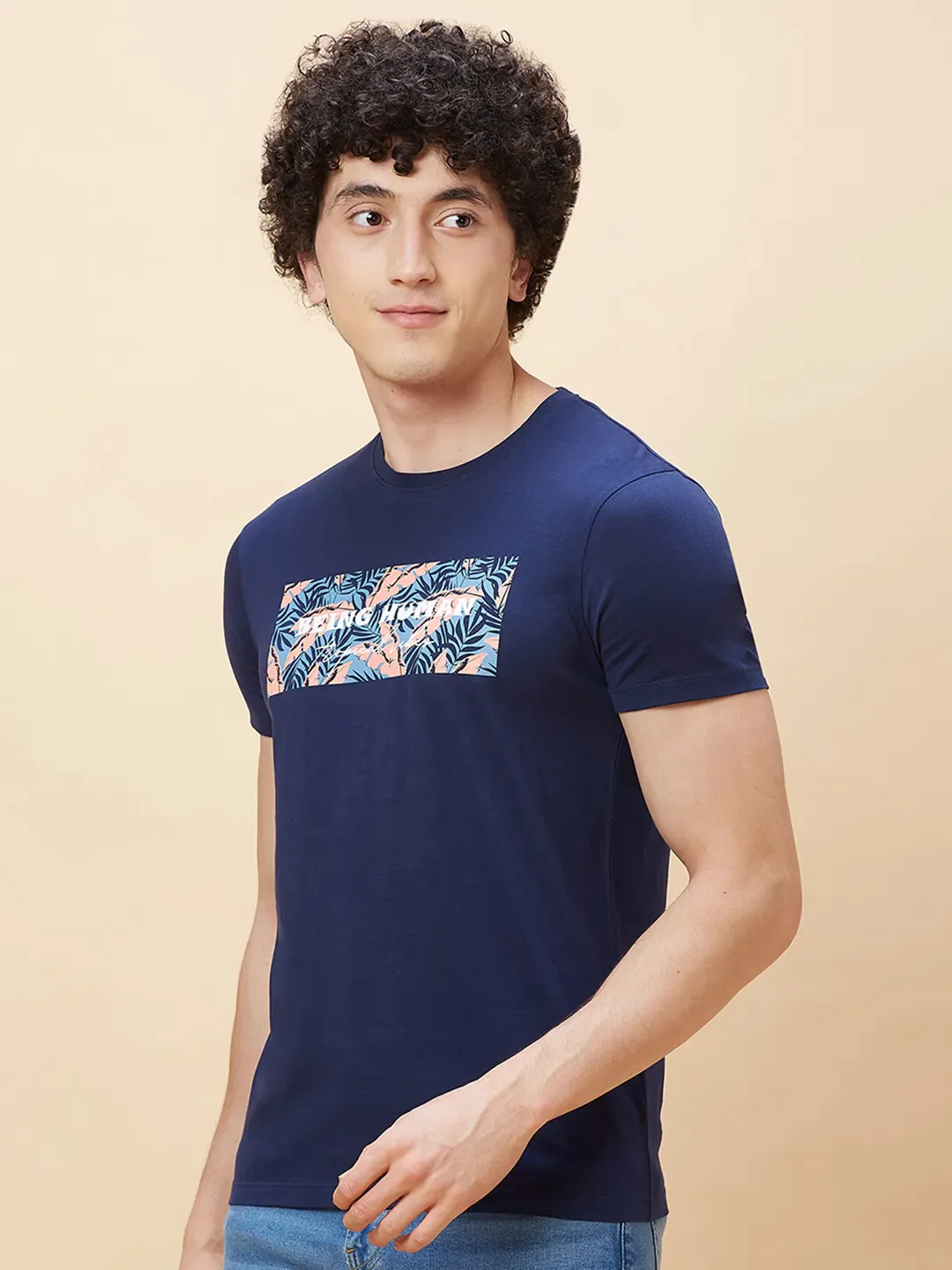 Navy Regular Fit Men's Short Sleeves T-Shirt by Being Human Clothing - Image 4