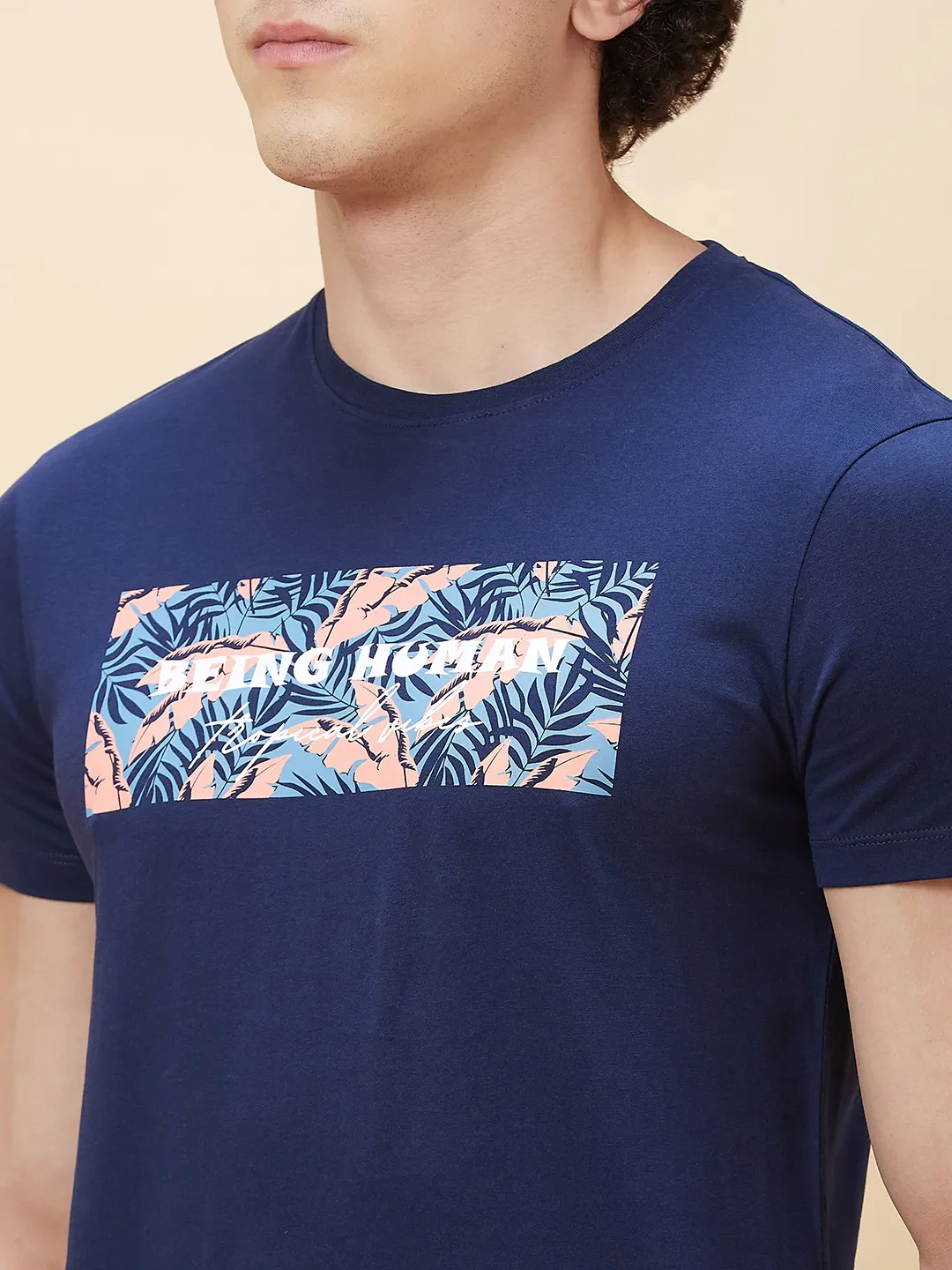 Navy Regular Fit Men's Short Sleeves T-Shirt by Being Human Clothing - Image 5