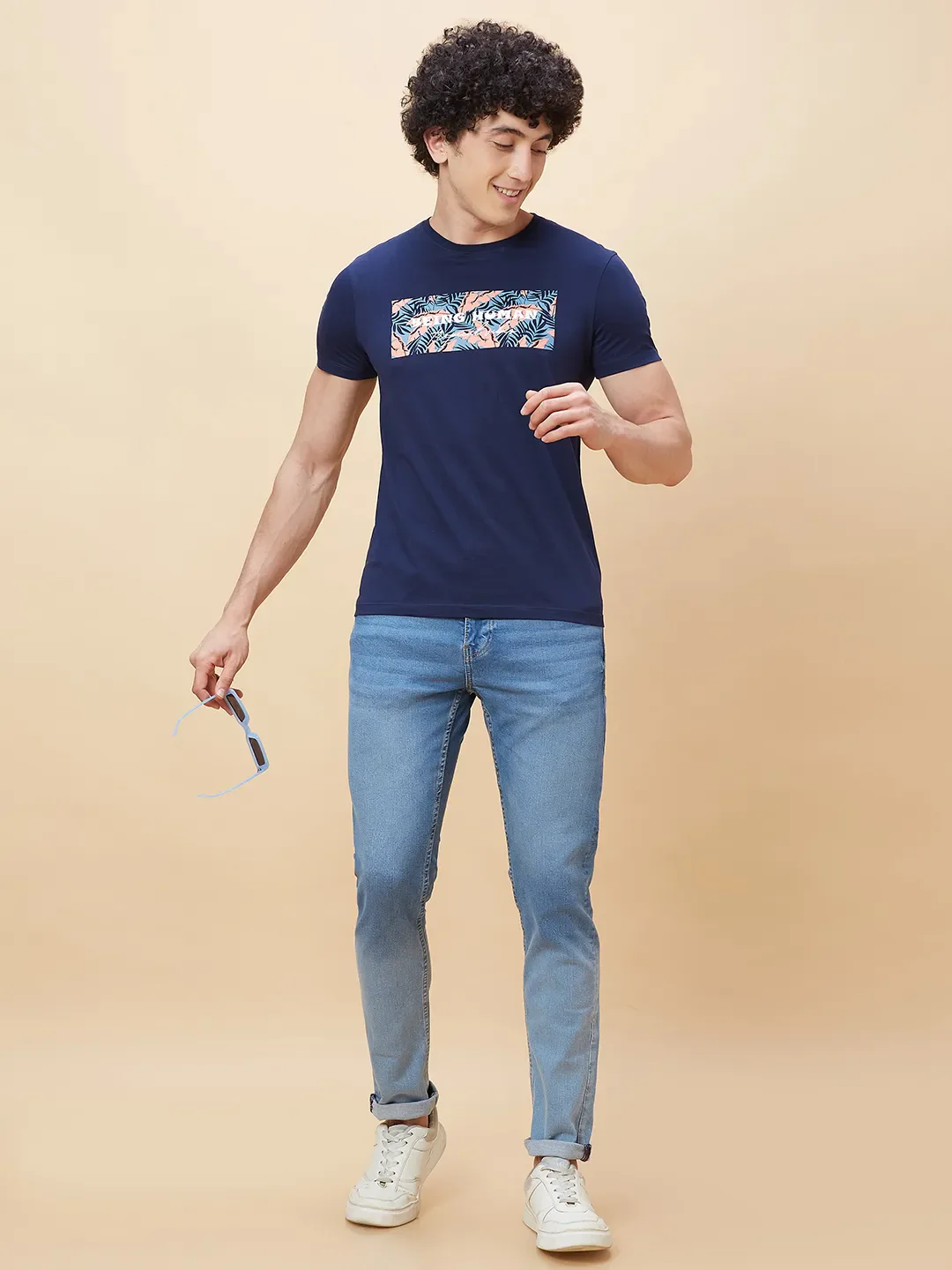 Navy Regular Fit Men's Short Sleeves T-Shirt by Being Human Clothing - Image 6
