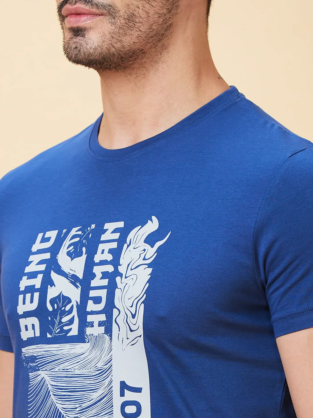 Navy Regular Fit Men's Short Sleeves T-Shirt by Being Human Clothing - Image 5