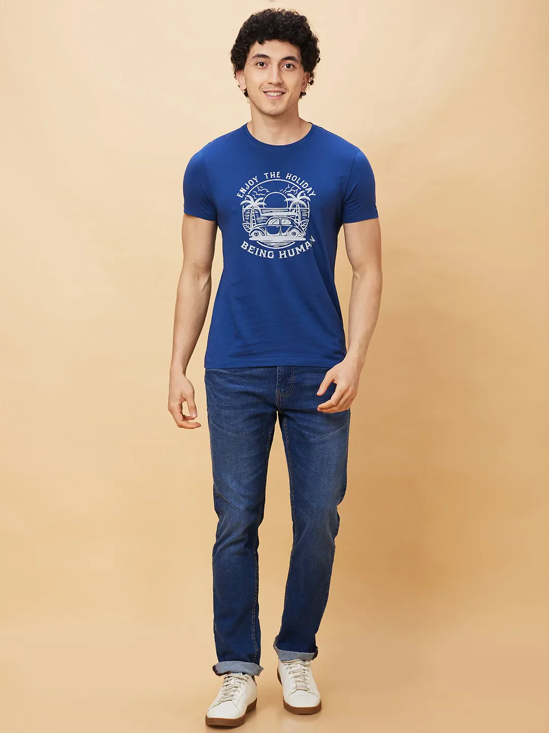 Navy Regular Fit Men's Short Sleeves T-Shirt by Being Human Clothing - Image 2