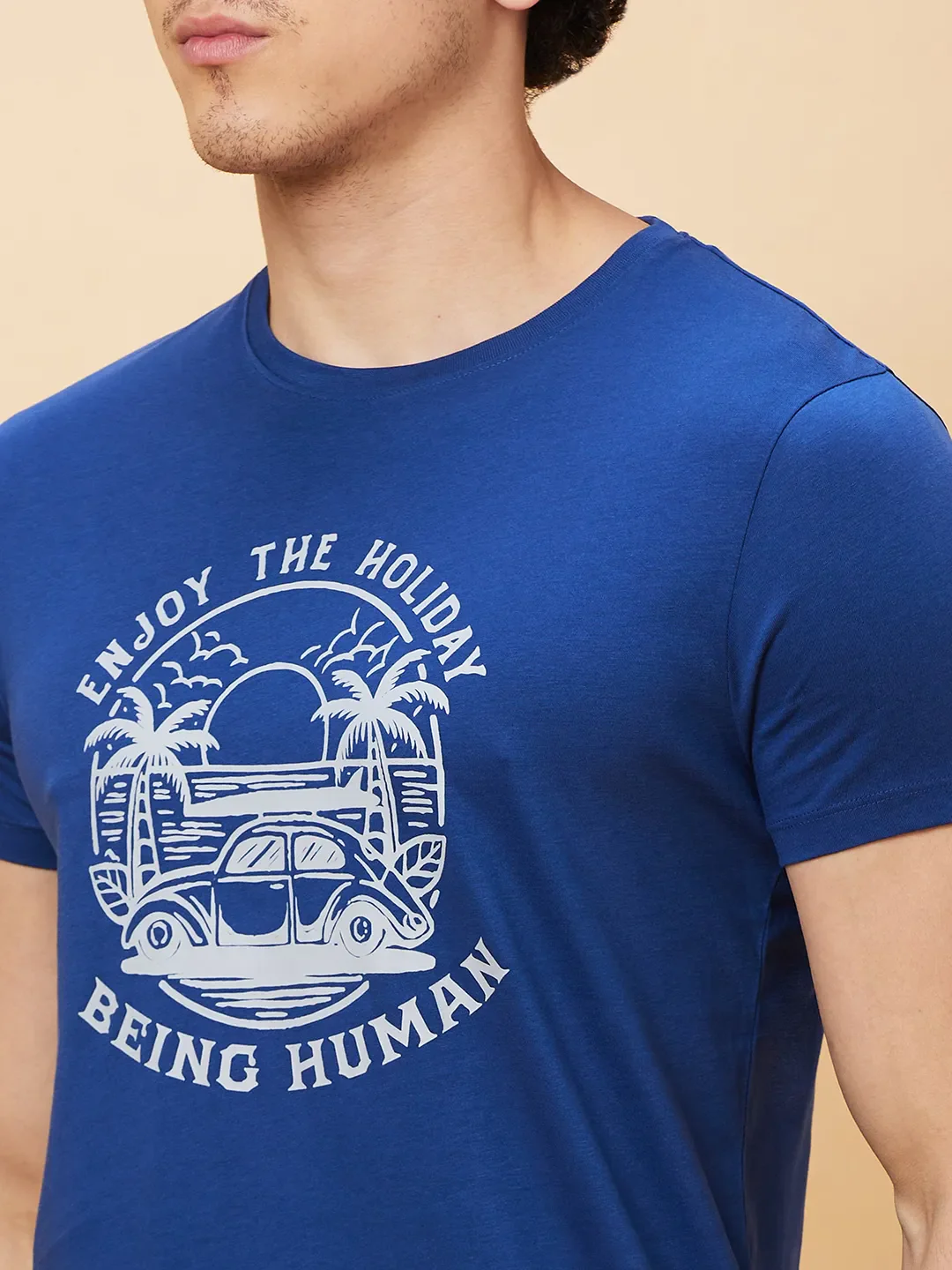Navy Regular Fit Men's Short Sleeves T-Shirt by Being Human Clothing - Image 5