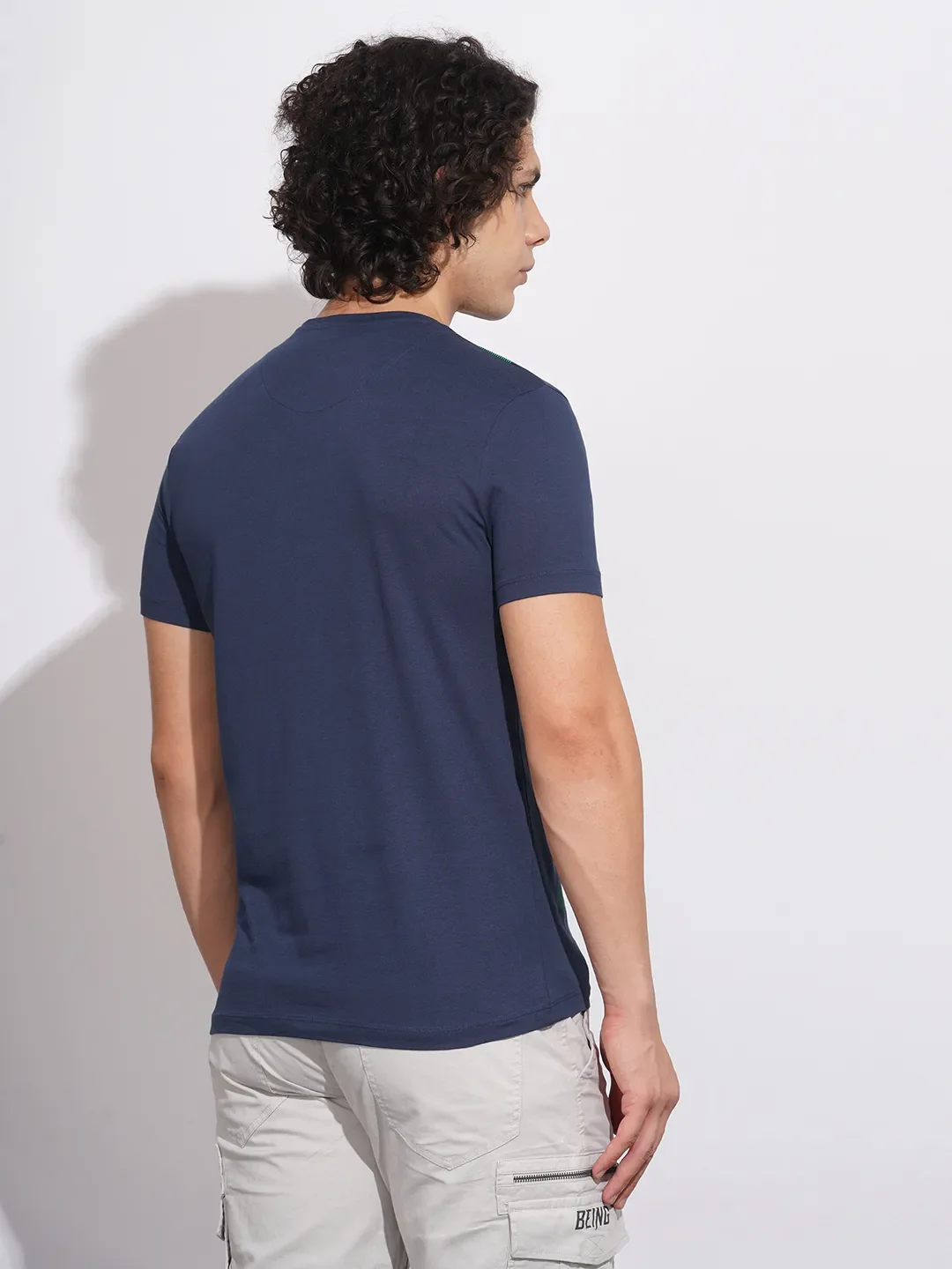 Navy Regular Fit Men's Short Sleeves T-Shirt by Being Human Clothing - Image 3