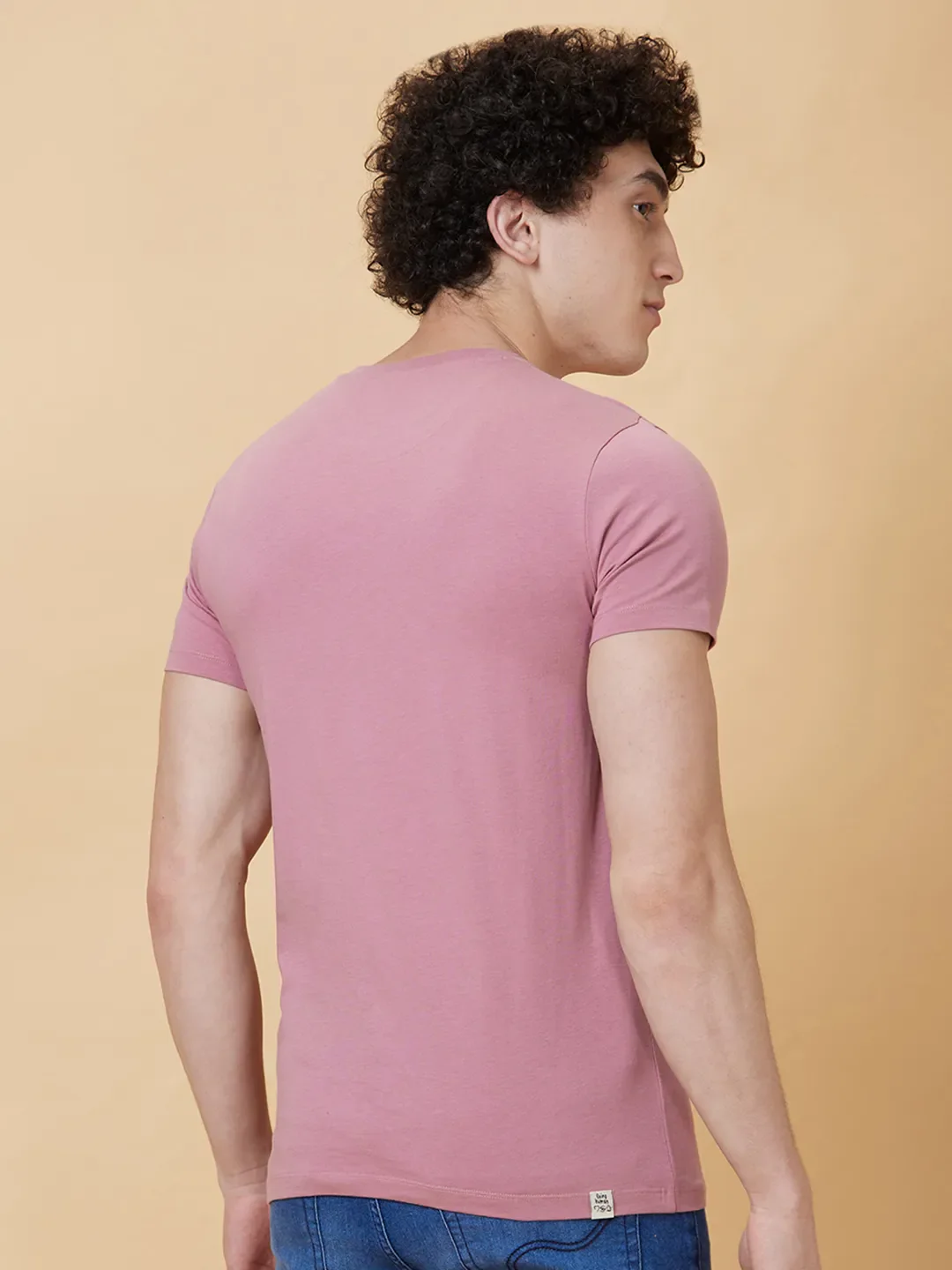 Pink Regular Fit Men's Short Sleeves T-Shirt by Being Human Clothing - Image 2