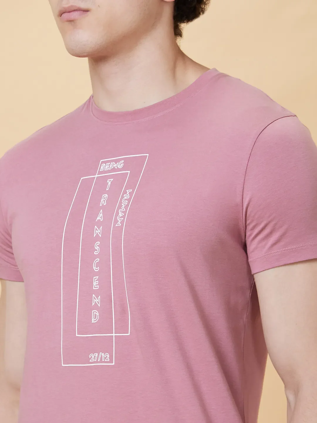 Pink Regular Fit Men's Short Sleeves T-Shirt by Being Human Clothing - Image 4