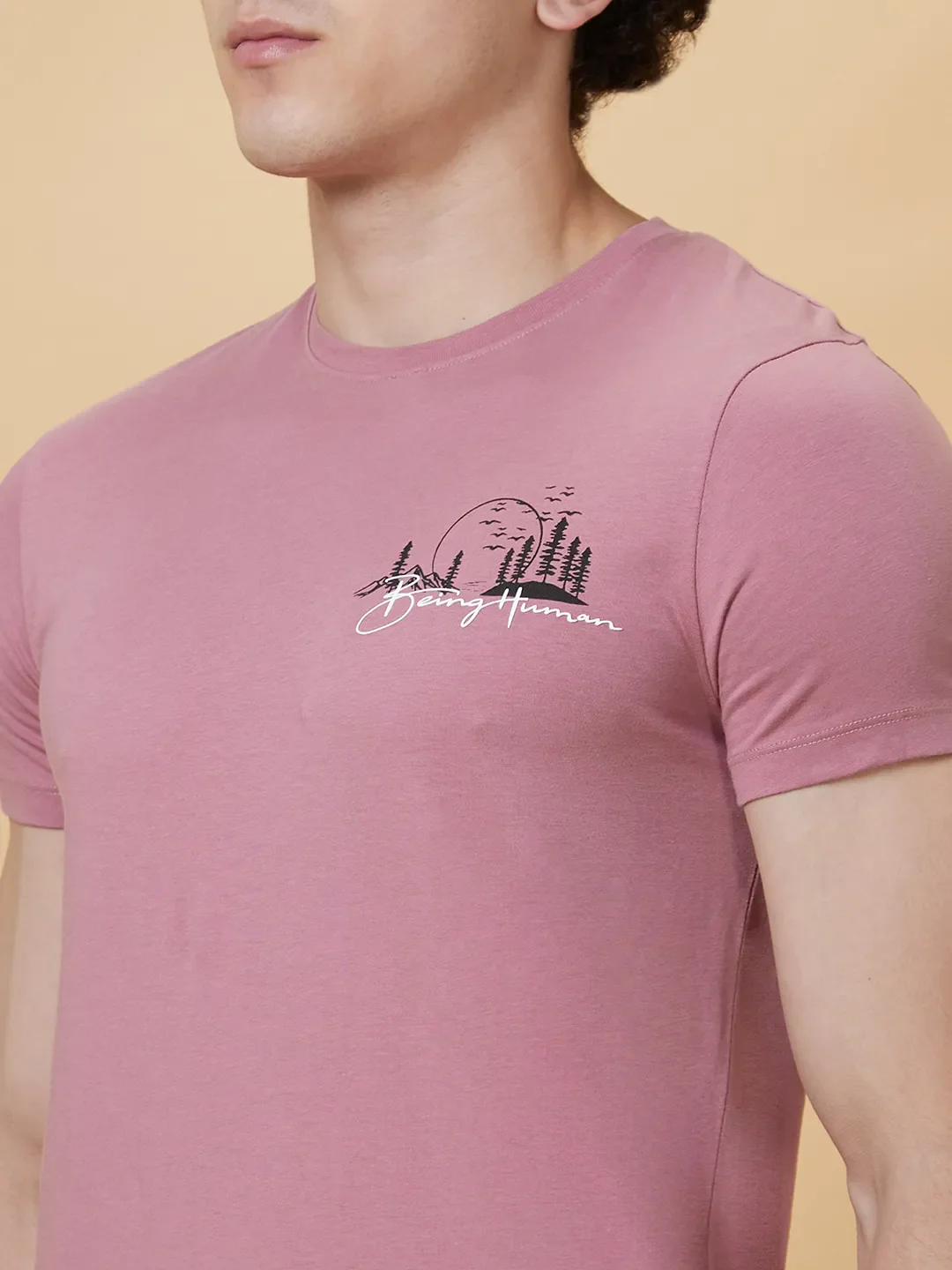 Pink Regular Fit Men's Short Sleeves T-Shirt by Being Human Clothing - Image 4