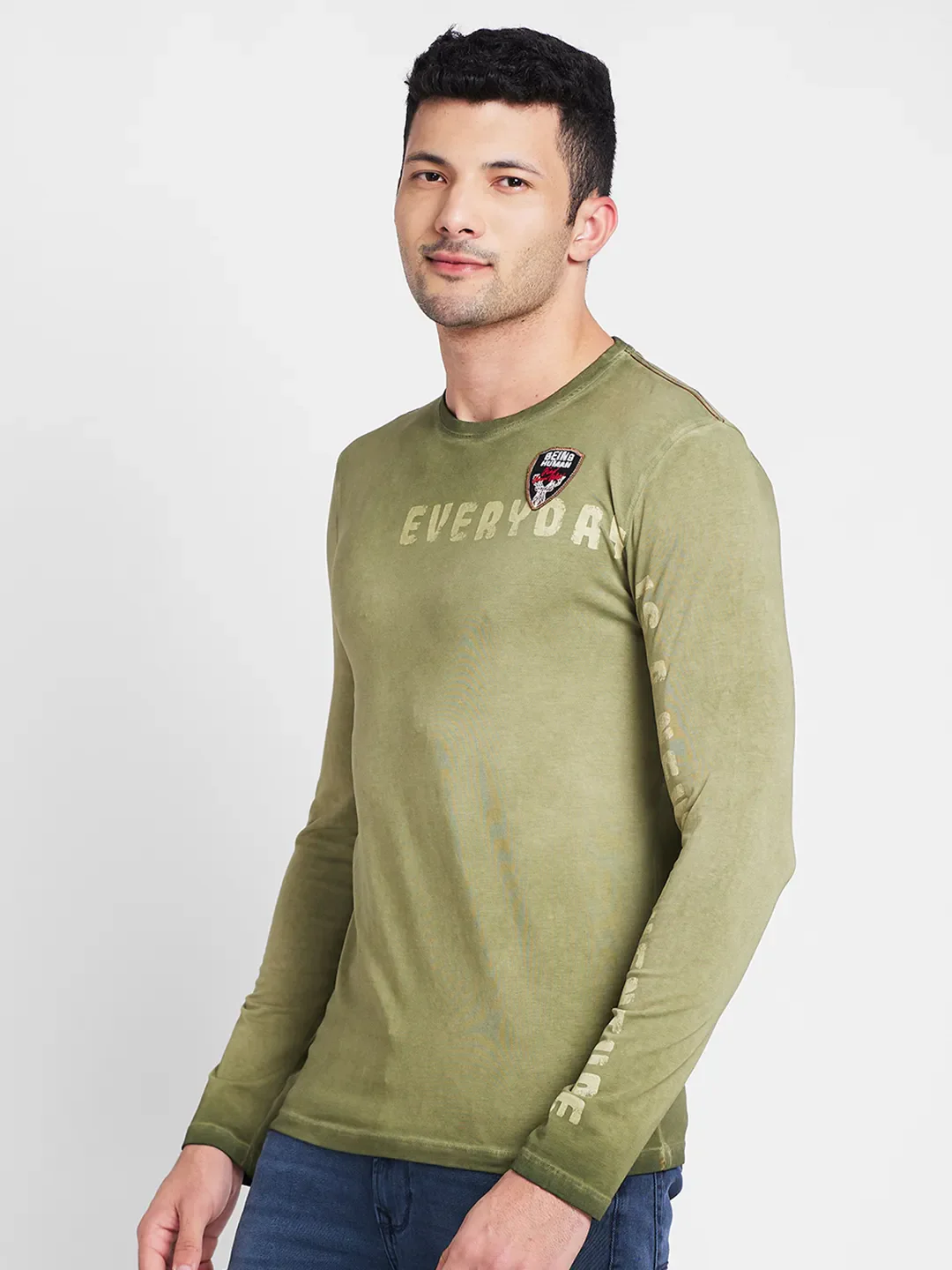 Olive Regular Fit Round Neck Men's T-Shirt by Being Human Clothing - Image 3
