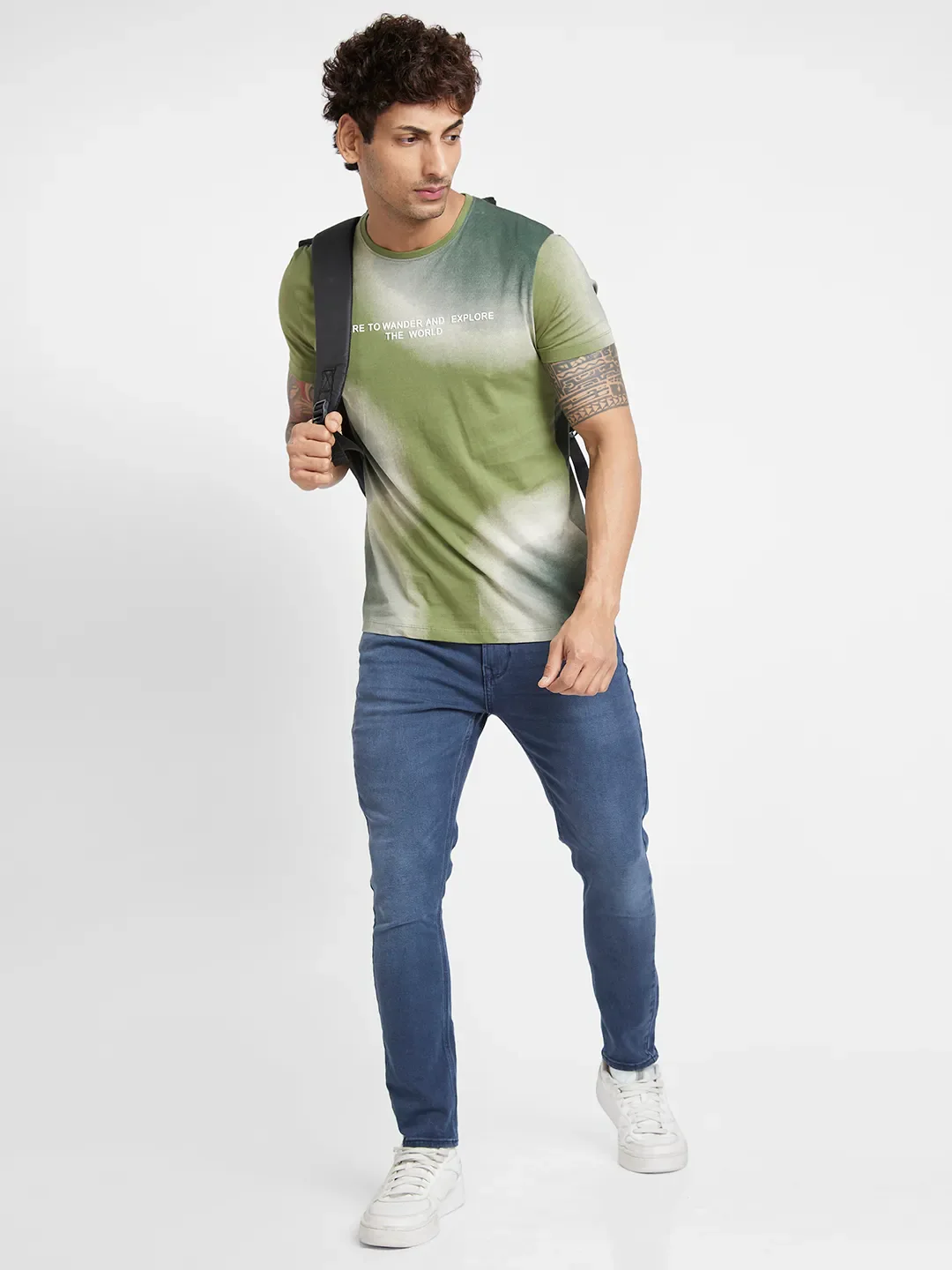 Olive Regular Fit Round Neck Men's T-Shirt by Being Human Clothing - Image 5