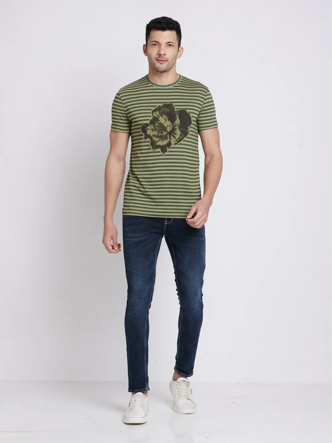 Olive Regular Fit Round Neck Men's T-Shirt by Being Human Clothing - Image 4