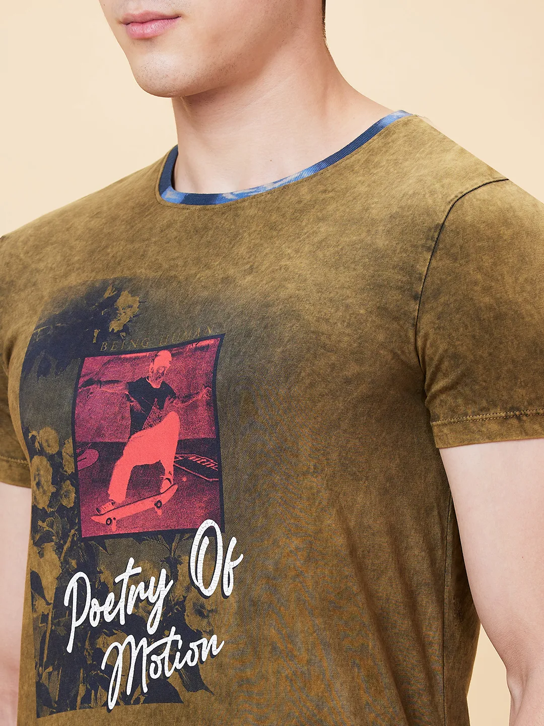 Green Regular Fit Men's Short Sleeves T-Shirt by Being Human Clothing - Image 5