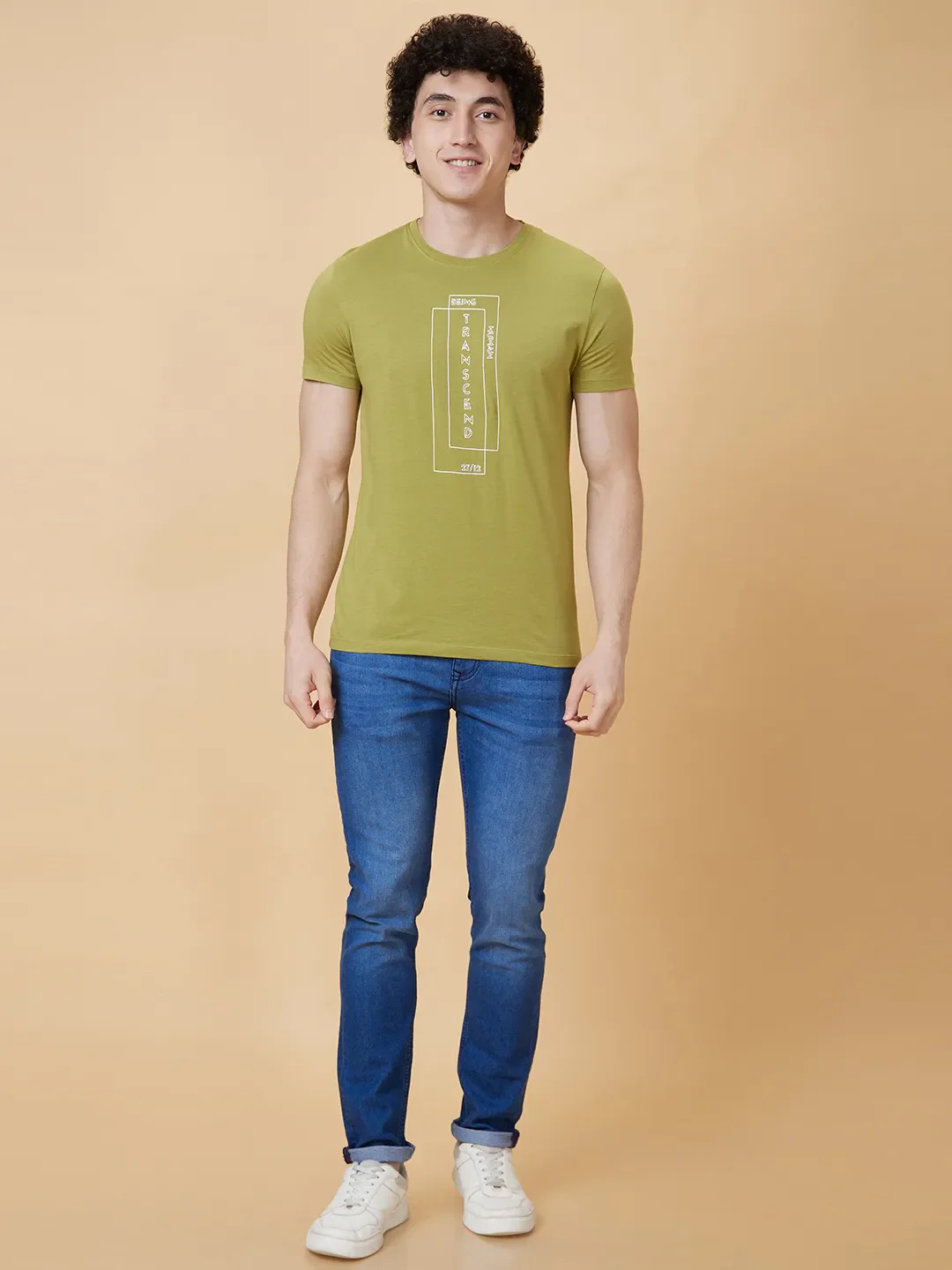 Green Regular Fit Men's Short Sleeves T-Shirt by Being Human Clothing