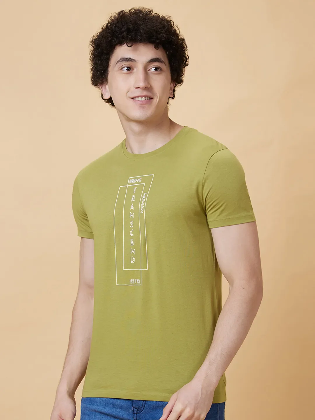 Green Regular Fit Men's Short Sleeves T-Shirt by Being Human Clothing - Image 3