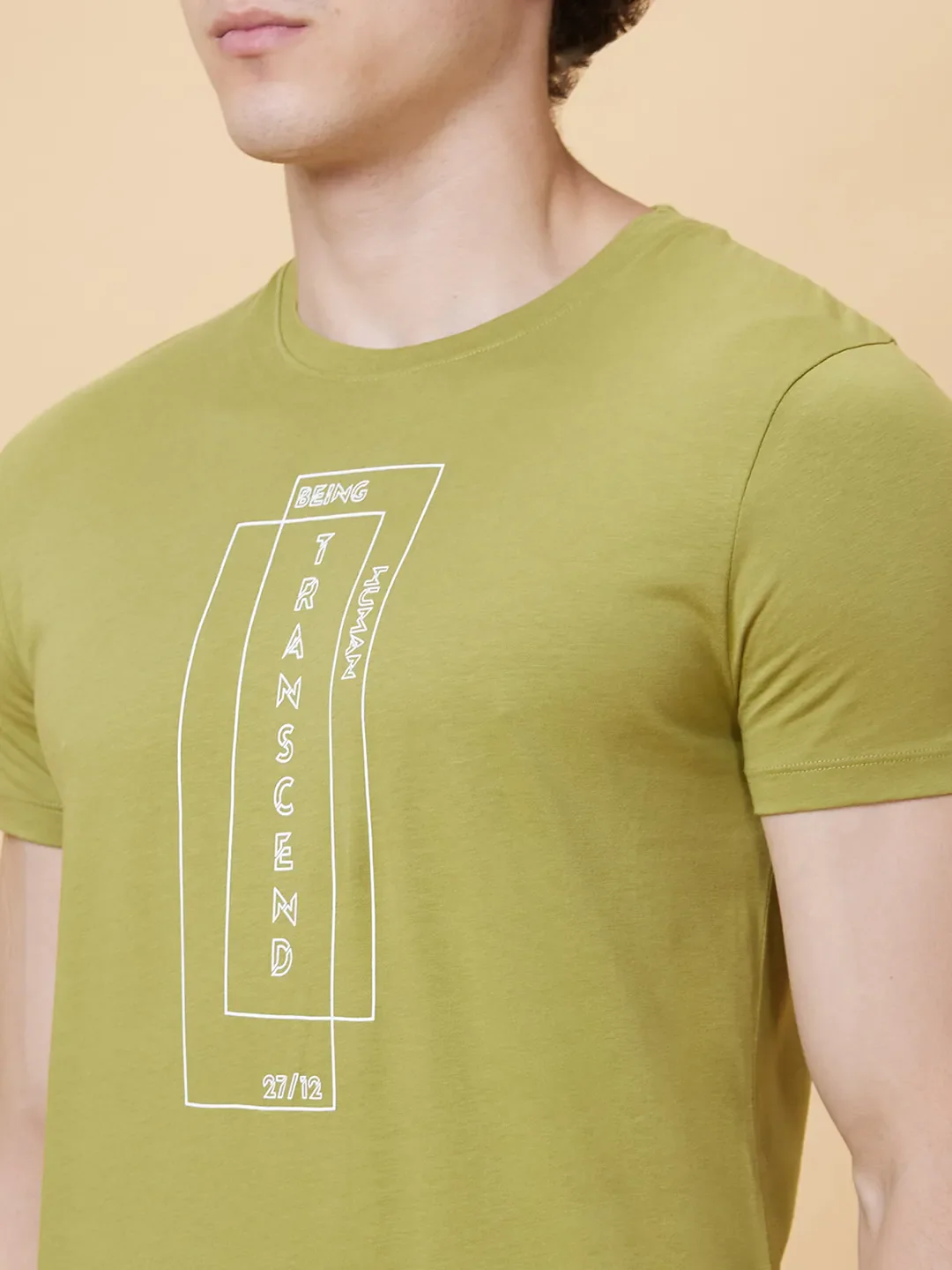 Green Regular Fit Men's Short Sleeves T-Shirt by Being Human Clothing - Image 4