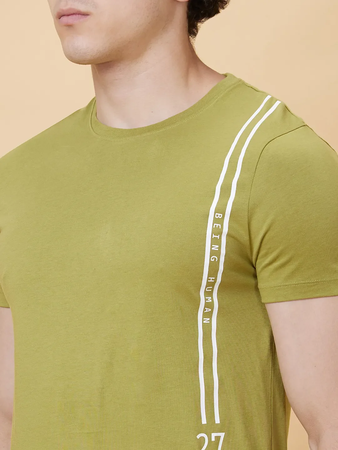 Green Regular Fit Men's Short Sleeves T-Shirt by Being Human Clothing - Image 4