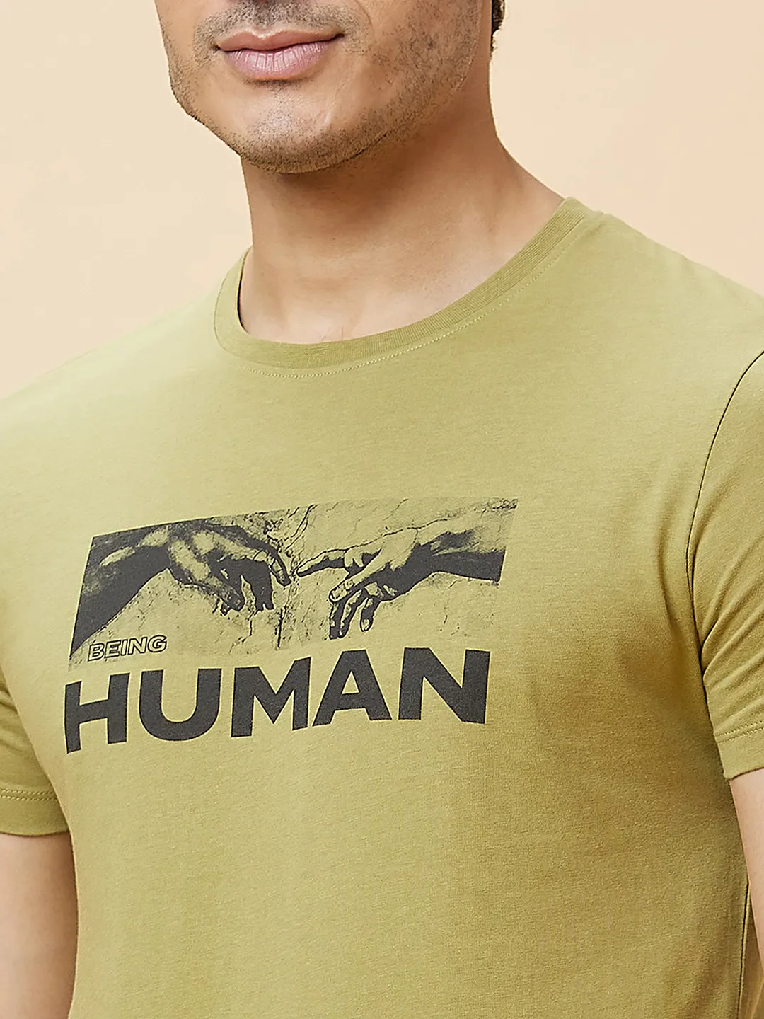 Green Regular Fit Men's Short Sleeves T-Shirt by Being Human Clothing - Image 5