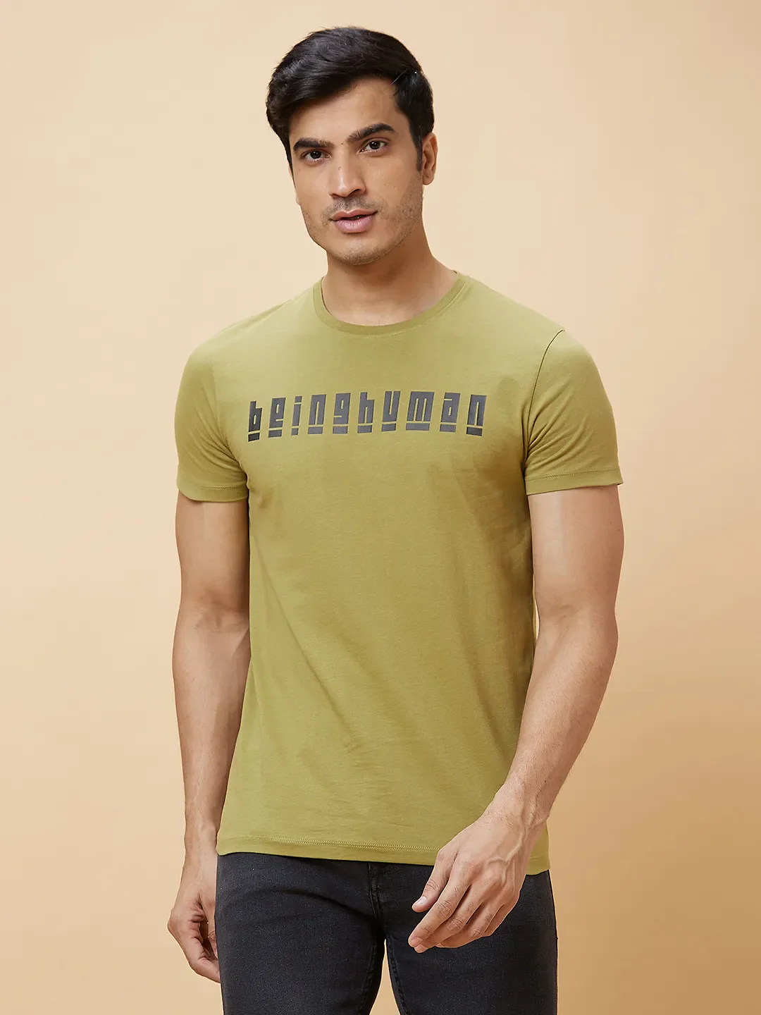 Green Regular Fit Men's Short Sleeves T-Shirt by Being Human Clothing