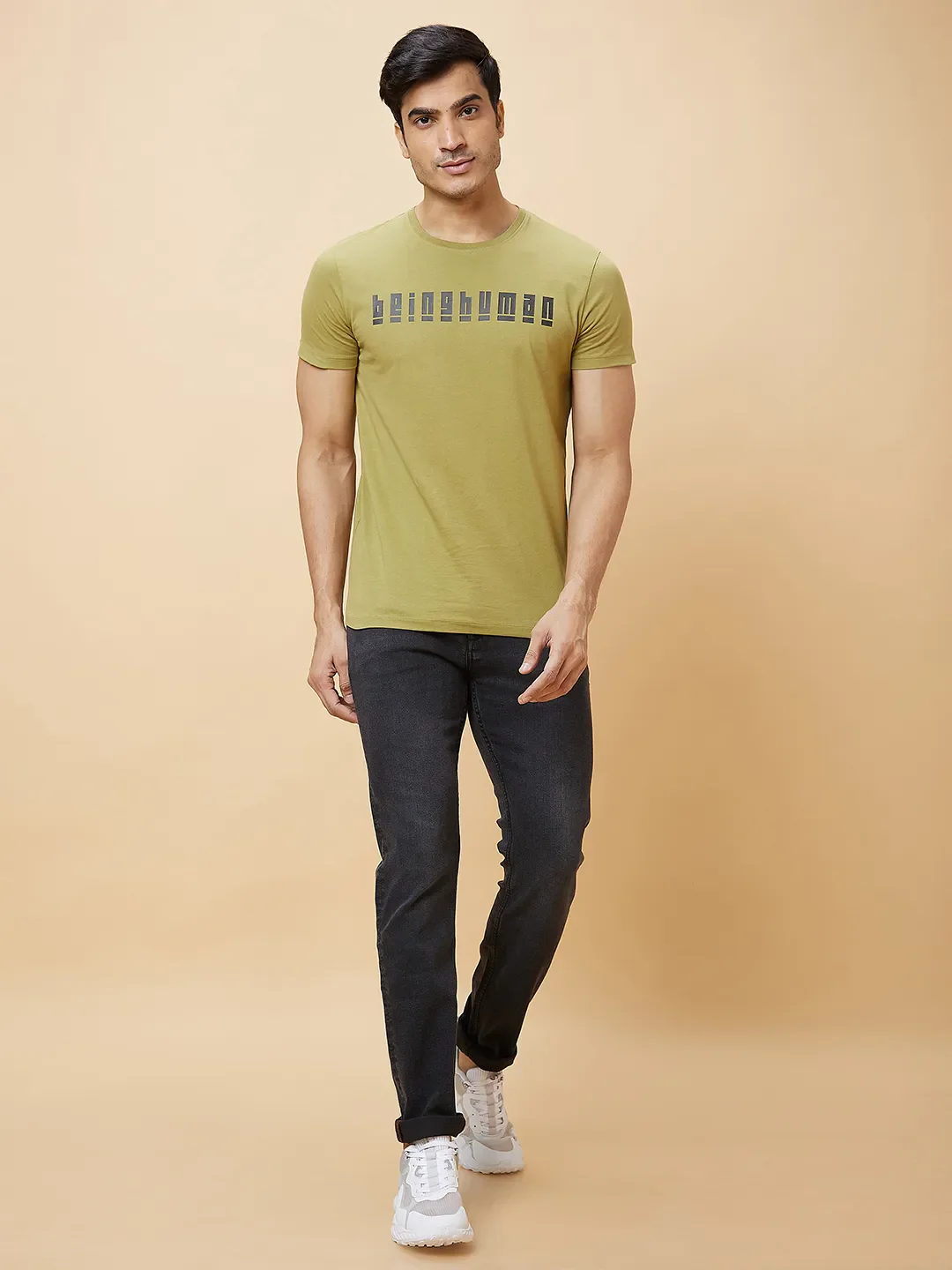 Green Regular Fit Men's Short Sleeves T-Shirt by Being Human Clothing - Image 2
