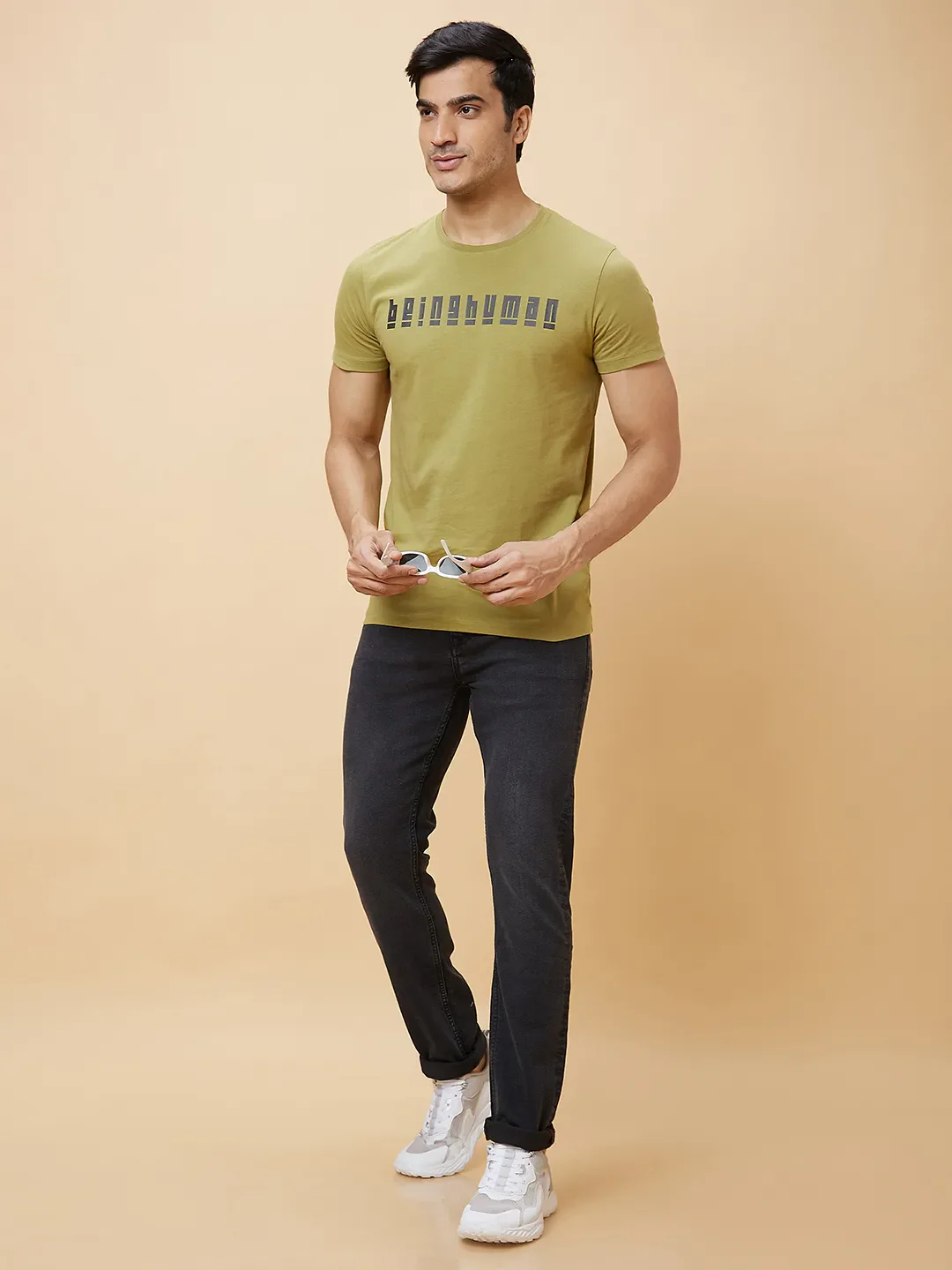 Green Regular Fit Men's Short Sleeves T-Shirt by Being Human Clothing - Image 6