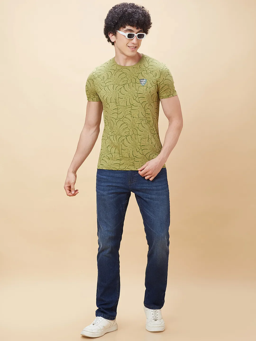 Green Regular Fit Men's Short Sleeves T-Shirt by Being Human Clothing - Image 6