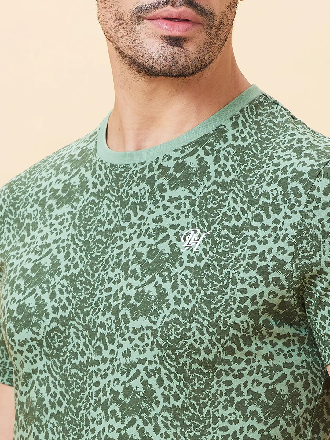 Green Regular Fit Men's Short Sleeves T-Shirt by Being Human Clothing - Image 2
