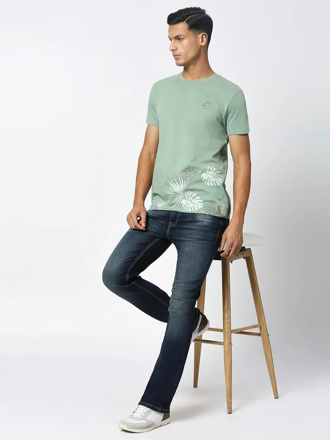 Green Regular Fit Men's Short Sleeves T-Shirt by Being Human Clothing