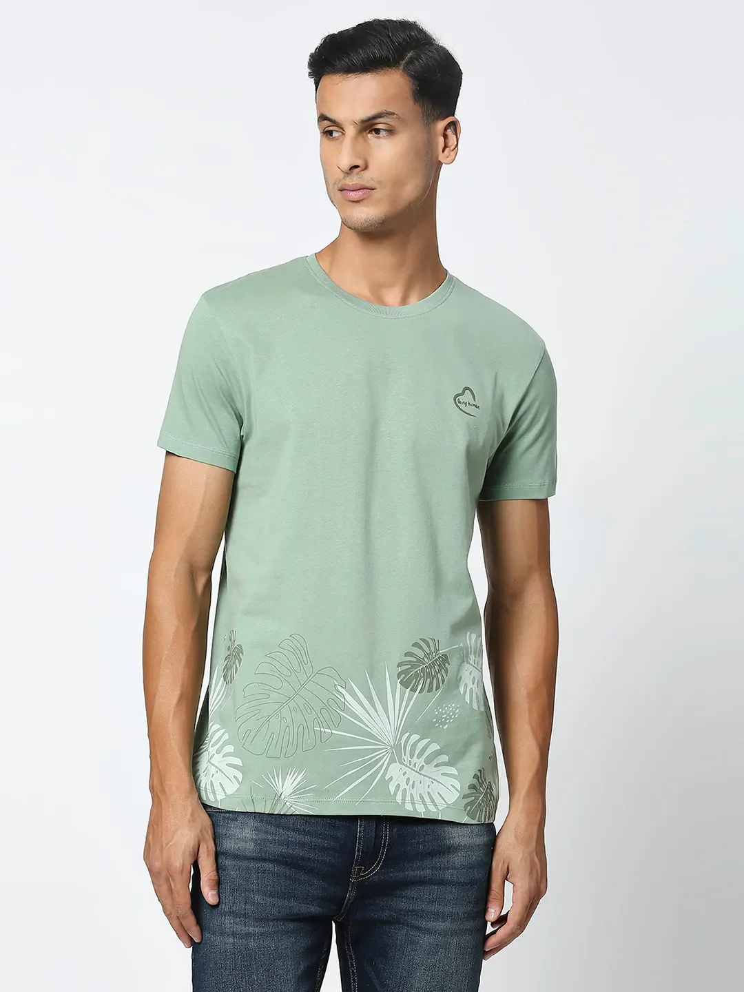 Green Regular Fit Men's Short Sleeves T-Shirt by Being Human Clothing - Image 6