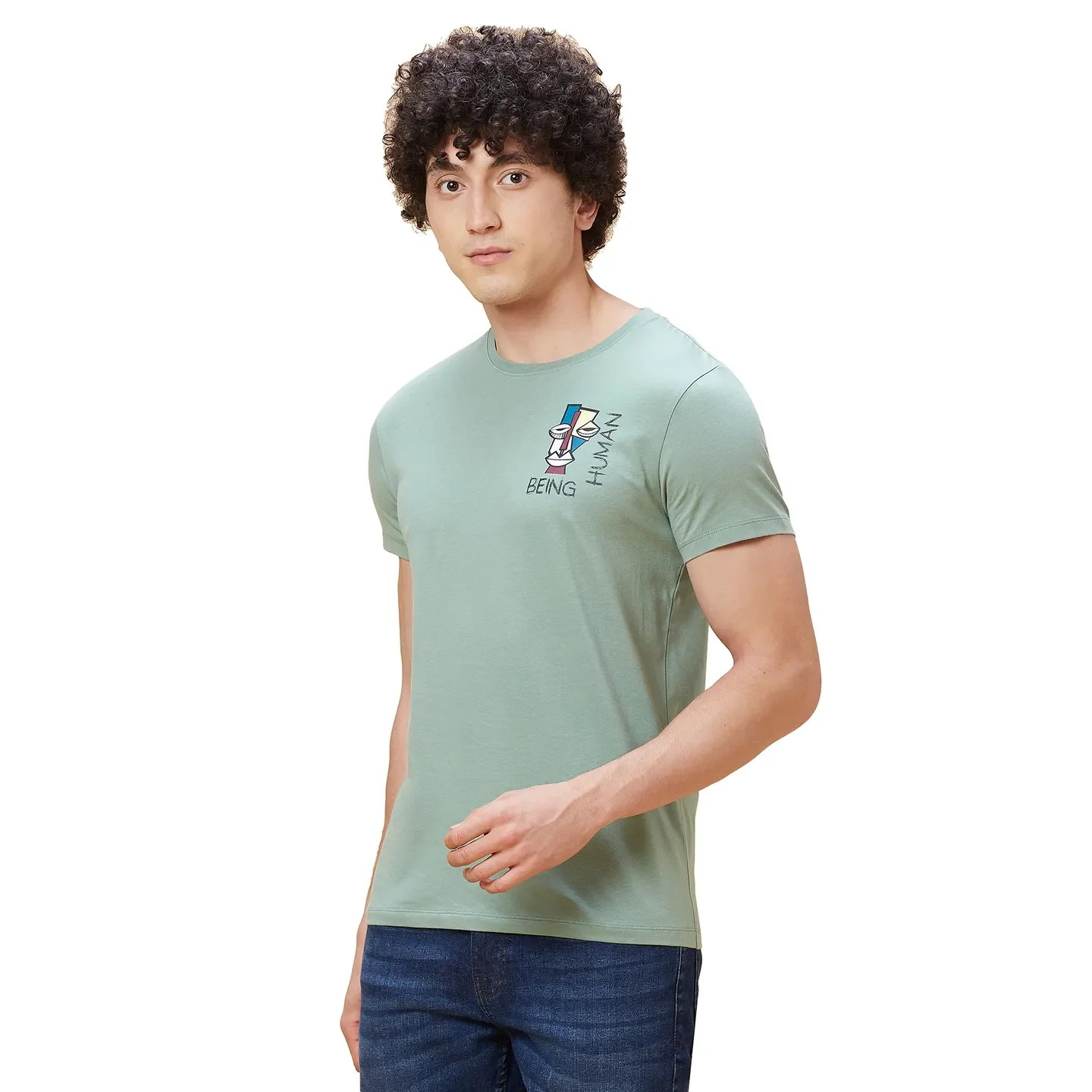 Green Regular Fit Men's Short Sleeves T-Shirt by Being Human Clothing - Image 4