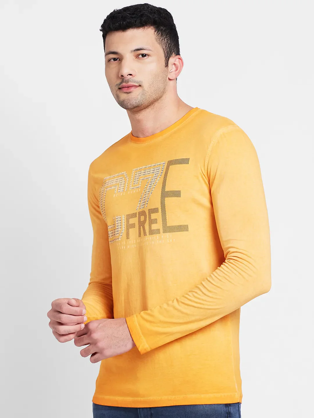 Orange Regular Fit Round Neck Men's T-Shirt by Being Human Clothing - Image 4