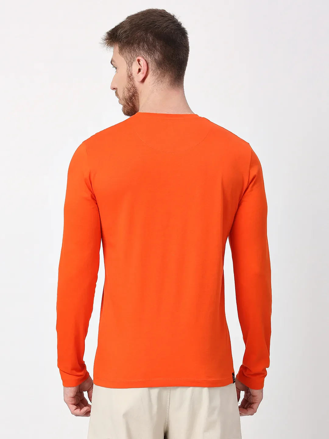 Orange Regular Fit Men's Long Sleeves T-Shirt by Being Human Clothing - Image 4