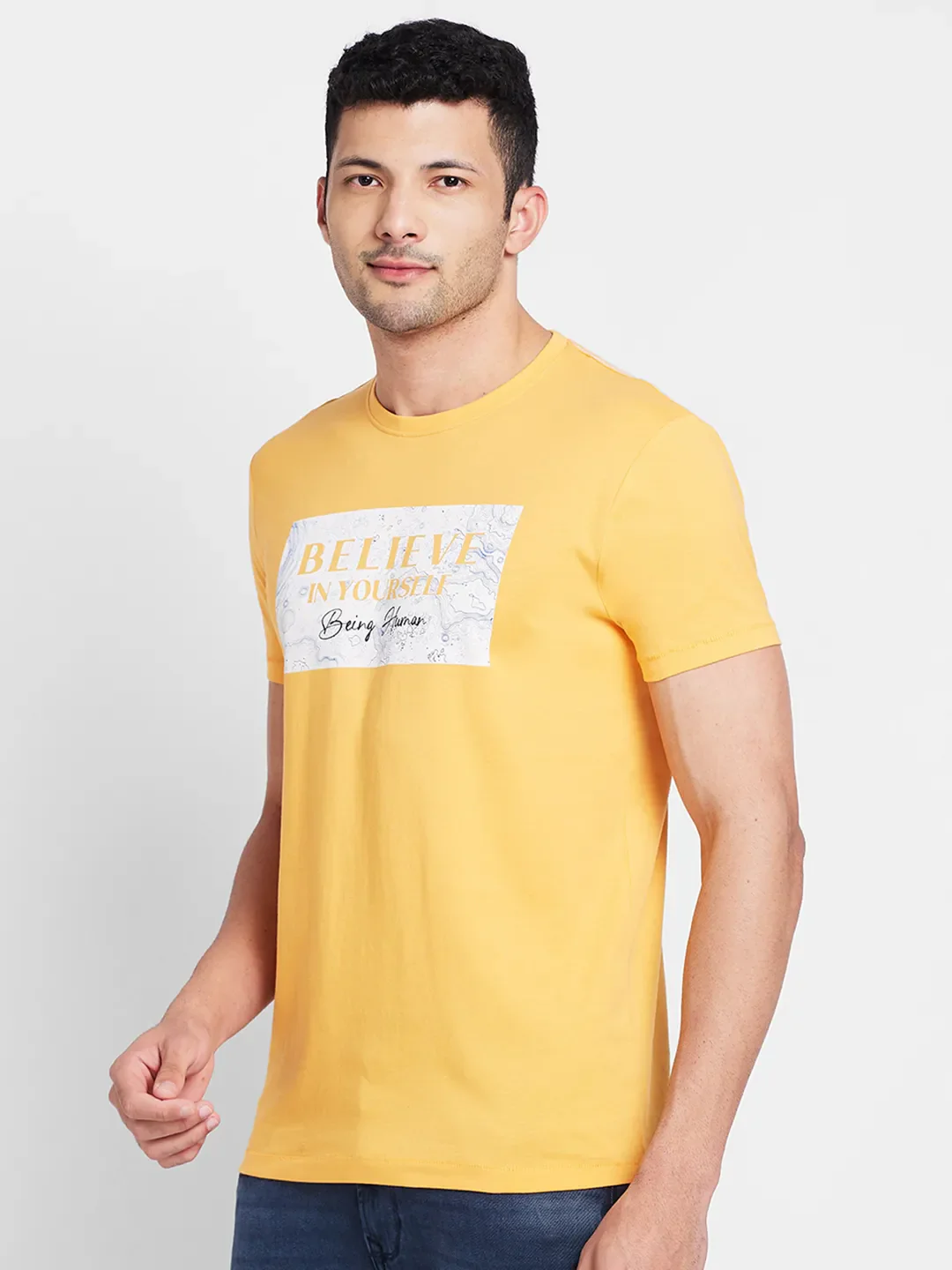 Orange Regular Fit Round Neck Men's T-Shirt by Being Human Clothing - Image 4